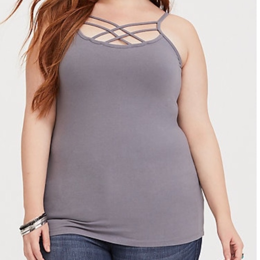 Gray Lattice Cami